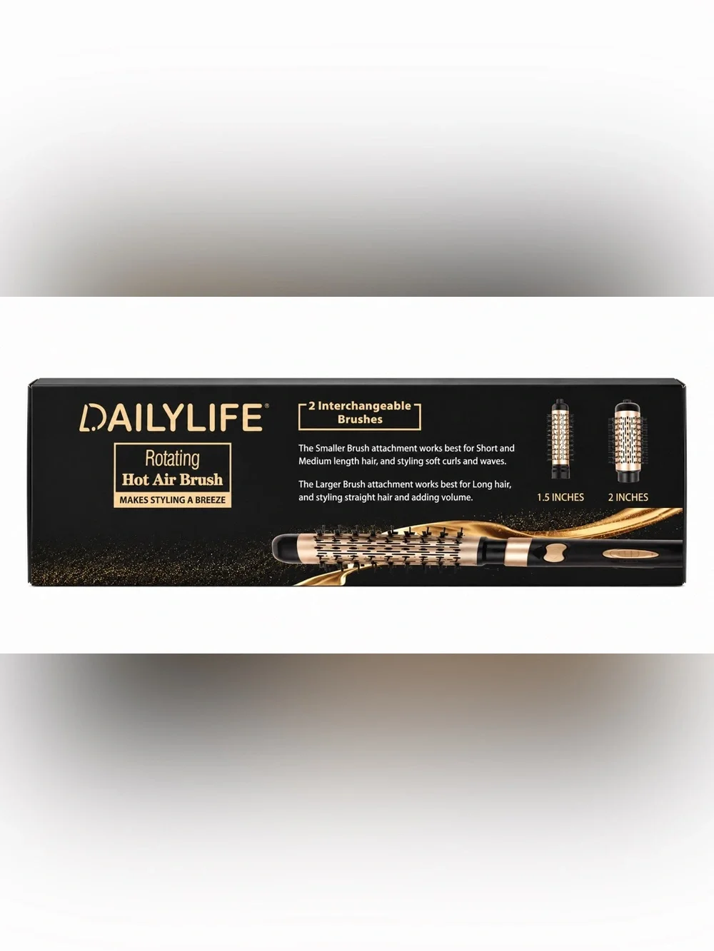 DAILYLIFE Rotating Hot Air Brush 1.5” & 2” Interchangeable Brushes New